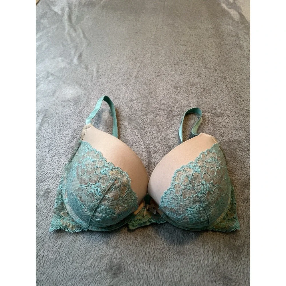 Victoria's Secret Womens Bra 36D Aqua Dream Angels Push Up Lace Underwire